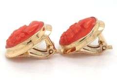 18kt Yellow gold Coral cameo earrings