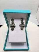 Handmade Elegant Earrings with Natural Colombian Emeralds and Diamond Accents