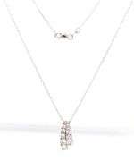 14kt White gold 0.75ctw diamond double row drop pendant on chain
