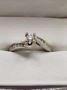 14k white gold diamond wedding band, size 10 -6.1 gr