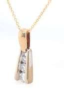 14kt Yellow gold 0.30ctw 3 stone diamond bar pendant on chain