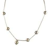 Mikimoto Cultured Black South Sea Pearls and 0.30ctw Diamond Lariat Necklace in 18K