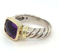 David Yurman 2-tone amethyst Nobless cable ring in 925 sterling silver
