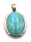925 Sterling silver signed turquoise pendant