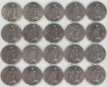 AU to BU roll of twenty (20) 1935-P Peace Silver Dollars. Better date