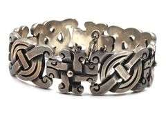 Heavy 925 sterling silver Mexico signed wide bracelet