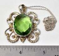 Peridot Gemstone Pendant Necklace in Sterling Silver