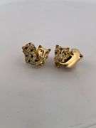CERTIFIED BRAND NEW 18K GOLD DIAMOND SAPPHIRE AND EMERALD CARTIER INSPIRED LEOPARD EARRINGS