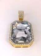 14k Gold Plated Simulated Aquamarine Diamond Pendant