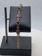 Elegant over 6.0ct Natural tourmaline with 1.5 ct diamond Bracelet-  in Sterling Silver – Size 7