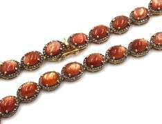 Enchanting 20.50CTW Oval Cabochon-Cut Sunstone Gemstone & 3.60CTW Diamond Tennis Necklace in 14K Yel