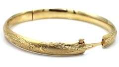 In Demand 14K YG 8" Etched Bangle