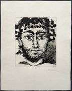 Rare Pablo Picasso Hand Signed Aquatint Tête de faune, 1958