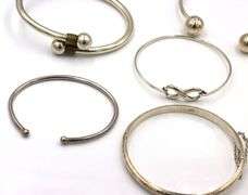 Vintage 925 sterling silver group lot of 5 cuff bangles