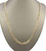 14kt diamond cut two tone curb link chain necklace