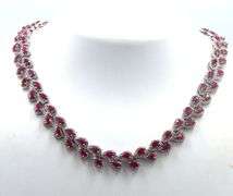 Darling 25.10CTW Pear Shaped Ruby & Diamond Necklace in 14K White Gold Over Sterling Silver