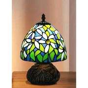 White Flower Tiffany Stained Glass Mushroom Lamp