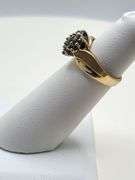 10K yellow gold ladies natural diamond cluster dome ring, sze 4.5