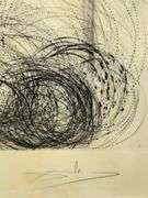 Rare Salvador Dali Pencil Signed Etching on Parchment Paper from 'Roi je t'attends à Babylone' suite