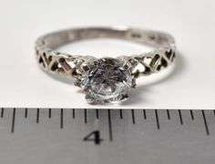 Cz Heart Band Ring in Sterling Silver