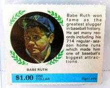 Babe Ruth 1968 American Oil Winners Circle Trade Card