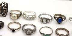 Group lot of 19 Vintage 925 sterling silver rings