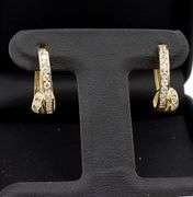 14kt Yellow gold CZ loop hoop earrings