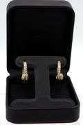 14kt Yellow gold CZ loop hoop earrings