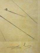 Rare Salvador Dali Pencil Signed Etching on Parchment Paper from 'Roi je t'attends à Babylone' suite