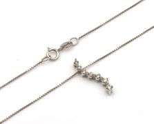 10kt White gold diamond pendant on box chain necklace