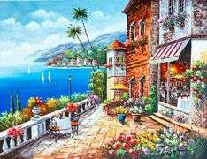 BEAUTIFUL MEDITERRANIAN  PAINTING ON CANVAS