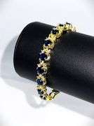 18 K White Gold Plated Huge 12.5 Ctw Lab Simulated Diamond and Blue Sapphire Tennis Bracelet