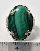 Vintage Malachite Ring in Sterling Silver