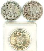 3 Different Walking Liberty Silver Half Dollars: 1939-D – 1946-S