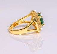 Stunning 18 Kt Yellow Gold Plate 4 Piece Lab Simulated Emerald Jewelry Set