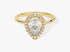 14K gold with 1.10 ctw pearl shape D, VVS1 lab grown diamond ring