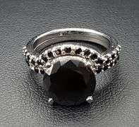 14 K White Gold Plate 7 Ct Black Silk Lab Simulated Diamond 2 Band Bridal Ring Set