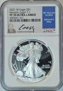 Perfect special 2021-W (T-1) PRF $1 Silver Eagle. NGC PR70 UC Signature Series