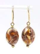 Double Murano glass necklace and earrings in 14kt yellow gold