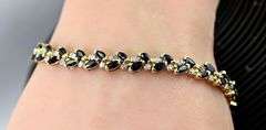 Pretty 14K  Marquise Sapphire & Diamond Bracelet