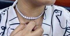 14K White Gold Lab Diamond Riviera Tennis Necklace