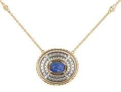 New 2.70ct Oval Sapphire and 0.60ctw Diamond Double Frame Pendant Necklace in 14K