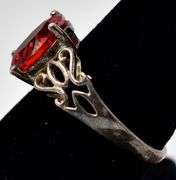 Bright Red Gemstone Ring in Sterling Silver
