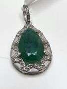 7.74ct Colombian Emerald Pendant with 0.55ct Natural Diamonds in Sterling Silver