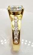 Large 14 K Yellow Gold Plated Huge 5 Ct Lab Simulated Diamond Ring