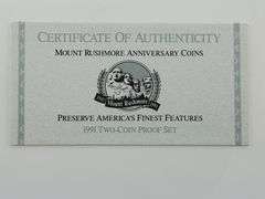 1991 Set Mt. Rushmore, 2 Coins PR