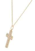 New 0.33ctw Diamond Outlined Cross Pendant Necklace in 14K