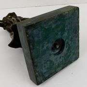 Vintage Bronze Girl with Blindfold Sculpture