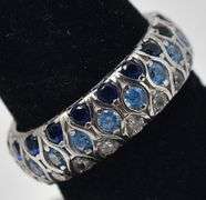 Gradient Blue Cz Band Ring in Sterling Silver