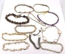 Group lot of 10 vintage 925 sterling silver bracelets